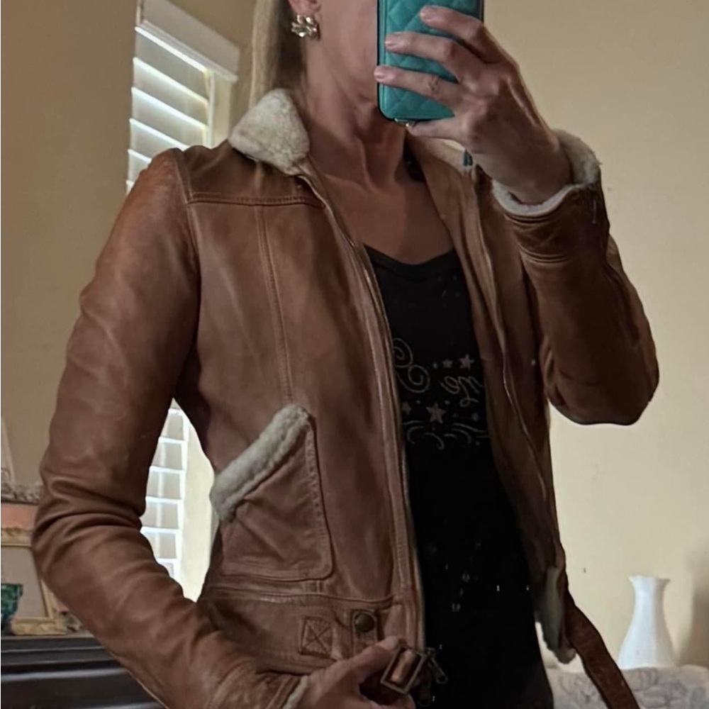 One of a kind blur handmade leather jacket